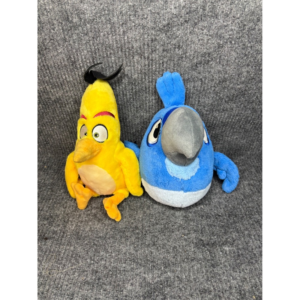 Angry Birds Rio Plush Lot Yellow Chuck and Blue Blu Stuffed Animal Toys